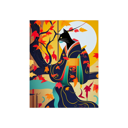 Black Cat in Kimono Fine Art Posters
