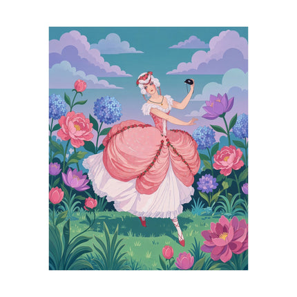🎭🌸 The Lady Of The Garden Masquerade Matte Vertical Poster – Art Deco Fashion Illustration