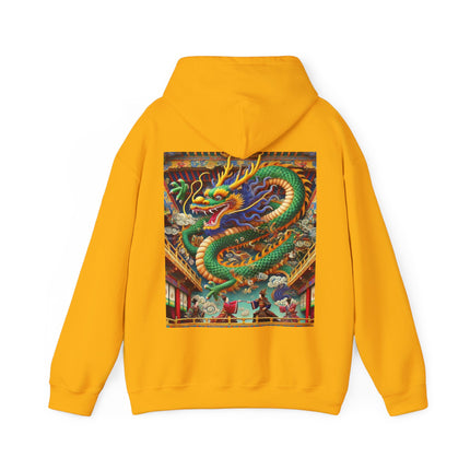 Tibetan Dragon Over Kabuki Duel – Heavy Blend™ Hooded Sweatshirt