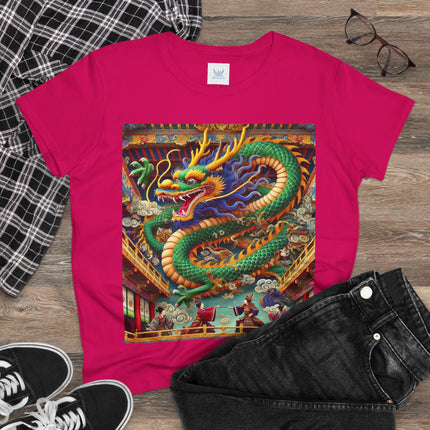 Tibetan Dragon Over Kabuki Duel Cotton Tee