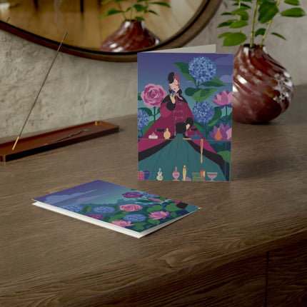 🌹💎 The Lady Of The Perfumed Garden Greeting Card – Art Deco Floral Elegance
