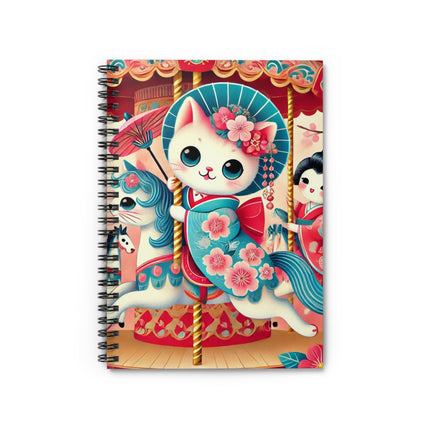Geisha Kitten's Enchanted Carousel Ride Spiral Notebook - Ruled Line