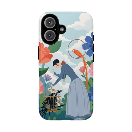 🦜🌺 The Lady Of The Garden Aviary Phone Case – Art Deco Floral Whimsy