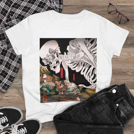 Mitsukuni Defying the Skeleton Spectre by Utagawa Kuniyoshi Women's Midweight Cotton Tee