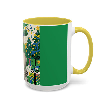 🍀🎄 The Emerald Holly Christmas Colorful Mug – Art Deco Holiday Elegance