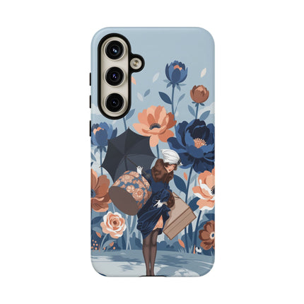☂️🌺 The Lady Of The Traveling Garden Phone Case – Art Deco Floral Adventure