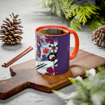🎿❄️ The Winter Flower Skier Colorful Mug – Art Deco Alpine Fantasy