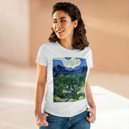 Olive Trees by Vincent Van Gogh Women's Midweight Cotton Tee