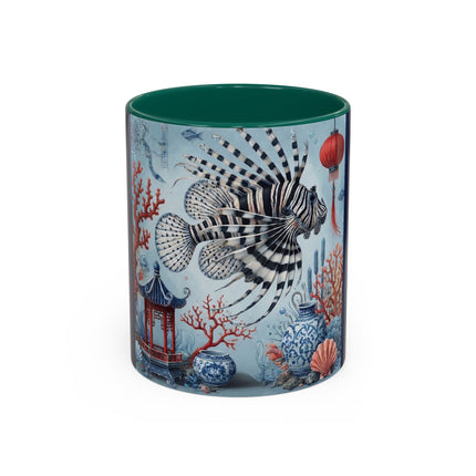 Lionfish & Lantern Colorful Mug – Mystical Ocean & Asian Harmony