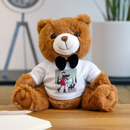 Red Sled & Curious Cats Teddy Bear with T-Shirt