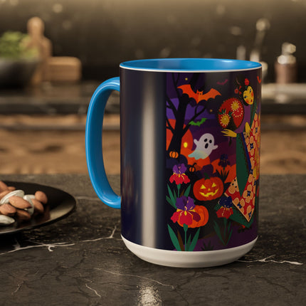 🌙🎃 The Moonlit Garden Masquerade Colorful Mug – Floral Halloween Charm