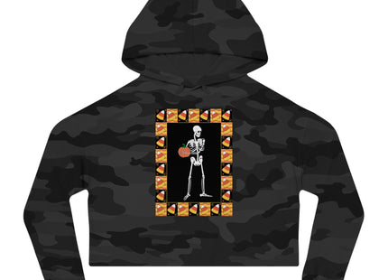 Candy Corn Skeleton Women’s Cropped Hooded Sweatshirt