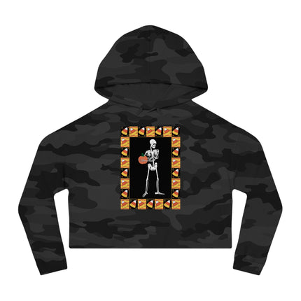Candy Corn Skeleton Women’s Cropped Hooded Sweatshirt