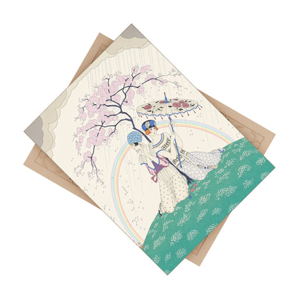 🌈☂️ Beneath The Rainbow Tree Ceramic Tile – Art Deco Spring Fantasy