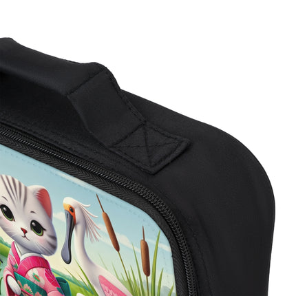 Geisha Kitten Strolls Among the Spoonbills Lunch Bag – Serene Grace & Marshland Wonder