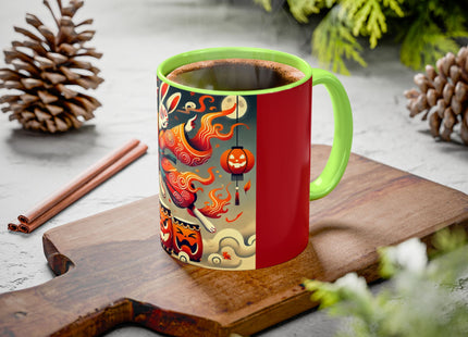 Jack-O’-Lantern Drums & The Kabuki Rabbit Colorful Mugs (11oz, 15oz)