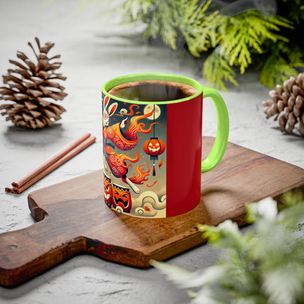 Jack-O’-Lantern Drums & The Kabuki Rabbit Colorful Mugs (11oz, 15oz)