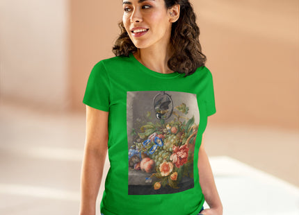 Still Life With Flowers, Fruit, A Great Tit And A Mouse by Herman Henstenburgh Women's Midweight Cotton Tee