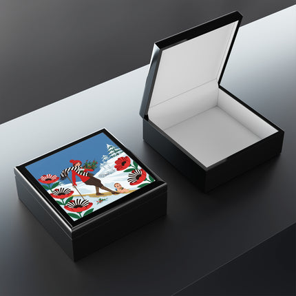 🎿🎄 The Christmas Holly Skier Jewelry Box – Whimsical Holiday Fantasy