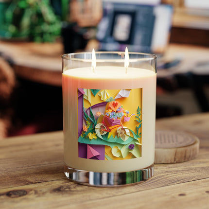 Origami Bicycle Scented Candle - Full Glass, 11oz - The White Tea & Fig, The Lavender & Sage, and The Ocean Mist & Moss