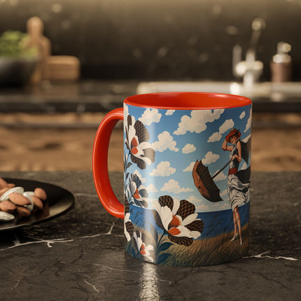 🌊🌼 The Windswept Seaside Promenade Colorful Mug – Art Deco Coastal Elegance