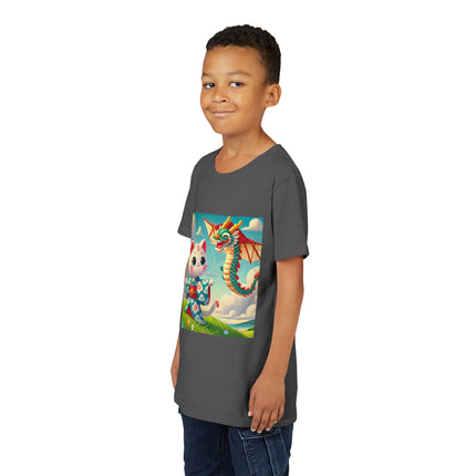 Geisha Kitten and the Dragon Kite Youth Short Sleeve Tee