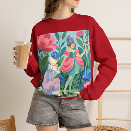 🌸🎭 The Garden Masquerade Crewneck Sweatshirt – Art Deco Floral Whimsy