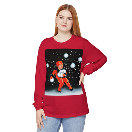 Festive Snowball Unisex Garment-dyed Long Sleeve T-Shirt