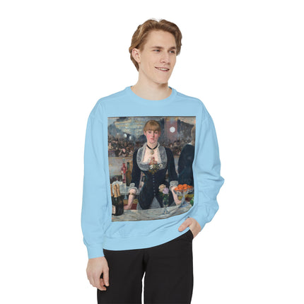 A Bar at the Folies-Bergère by Edouard Manet Unisex Garment-Dyed Sweatshirt