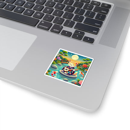 Melodic Kitten by the Koi Pond Kiss-Cut Stickers (4 Sizes)