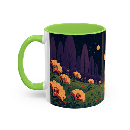 🌙🌼 The Moonlit Floral Dancer Colorful Mug – Art Deco Garden Fantasy