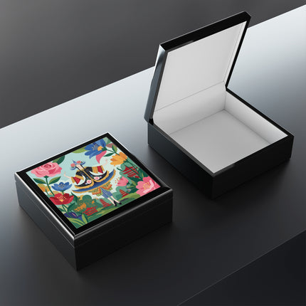 🌸🏯 The Lady Of The Pagoda Garden Jewelry Box – Art Deco Floral Fantasy