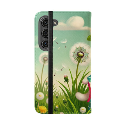 🌾🌼 Geisha Kitten and the Dandelion Wish Flip Case – Gentle Wishes & Quiet Wonder