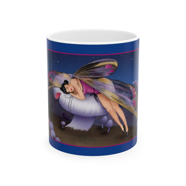 Slumbering Fairy on the Mushroom Ceramic Mug 11oz