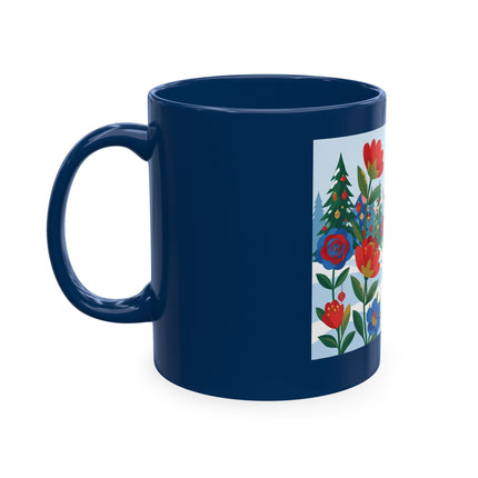 🌹🎄 The Lady Of The Holiday Roses Ceramic Mug – Art Deco Christmas Elegance