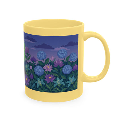 🧶☂️ The Lady Of The Garden Knitting Circle Ceramic Mug – Art Deco Floral Whimsy