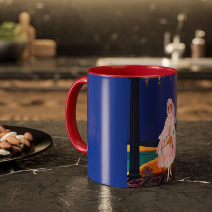 The Moonlit Promenade Colorful Mug (11oz, 15oz) – Blush Elegance, Coastal Romance & Art Deco Style