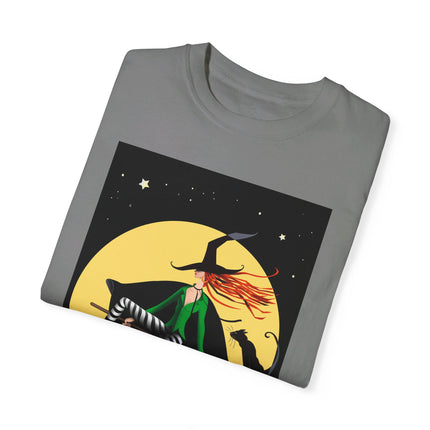 A Witch’s Moonlit Flight Unisex Garment-Dyed T-shirt