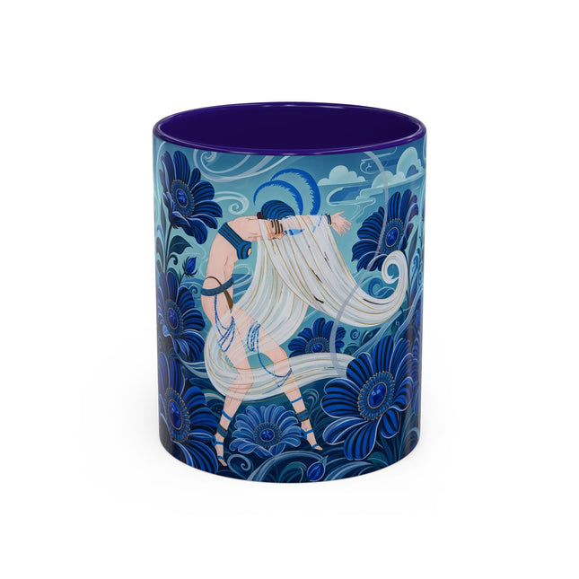 💙🌸 The Sapphire Wind Dancer Colorful Mug – Art Deco Floral Fantasy