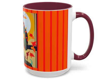 Black Cat in Kimono Colorful Mugs, 11oz