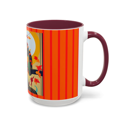 Black Cat in Kimono Colorful Mugs, 11oz