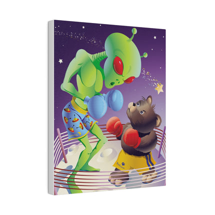 Cosmic Clash – Playful Alien and Bear Boxing Match