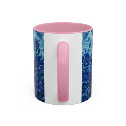 💙🌸 The Sapphire Wind Dancer Colorful Mug – Art Deco Floral Fantasy