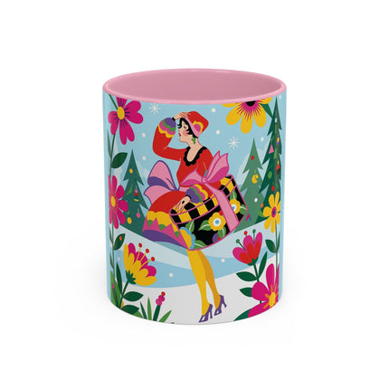 🌸🎄 Christmas In The Winter Garden Colorful Mug – Whimsical Holiday Fantasy