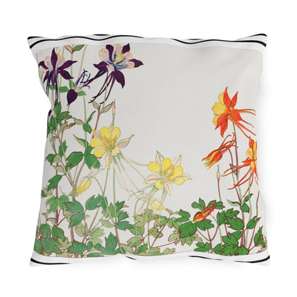 Aquilegia Flowers by Tanigami Kônan Outdoor Pillows