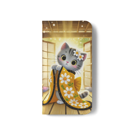 🐱🍵 Playful Kitten in the Tea Room Flip Case – Curious Charm & Cozy Whimsy