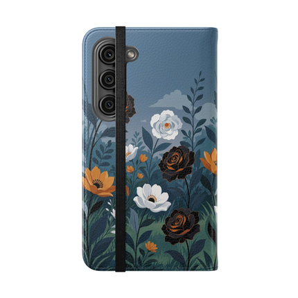 🌹💧 The Midnight Garden Keeper Flip Case – Art Deco Floral Fantasy
