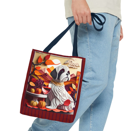 Shih Tzu at an Autumn Wine Tasting Tote Bag (AOP)