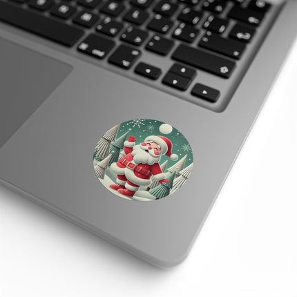 Santa's Joyful Night Round Sticker Label Rolls