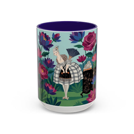 The Lady Of The Lotus Garden Colorful Mugs – Art Deco Botanical Elegance